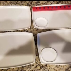 Set of White Rectangular Plates with Cup Holders